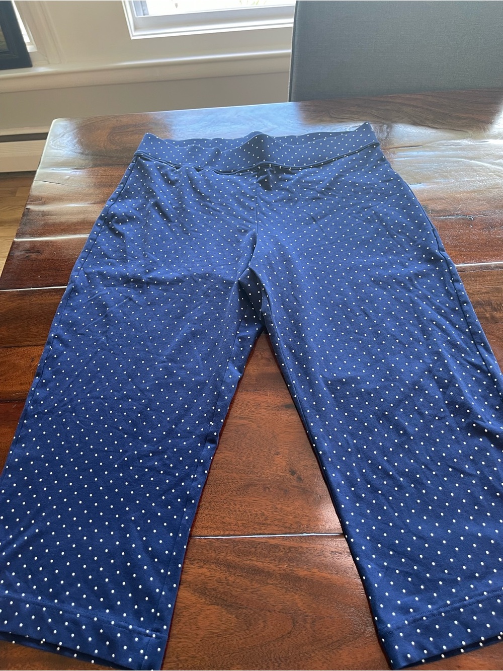 Land’s End Navy Blue Polka Dot Capri Casual Pants